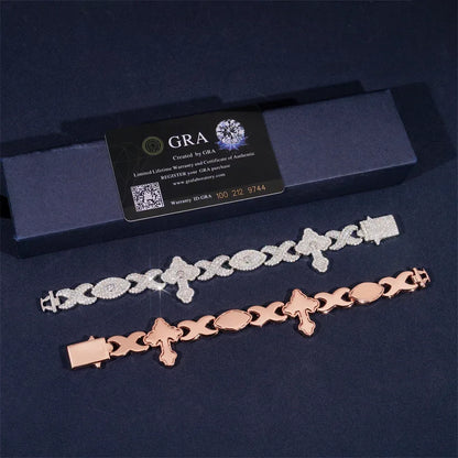 12mm Moissanite Eye & Cross Cuban Link Bracelet – S925 Sterling Silver Iced-Out Hip Hop Men’s Streetwear Jewelry - CaratixJewelry