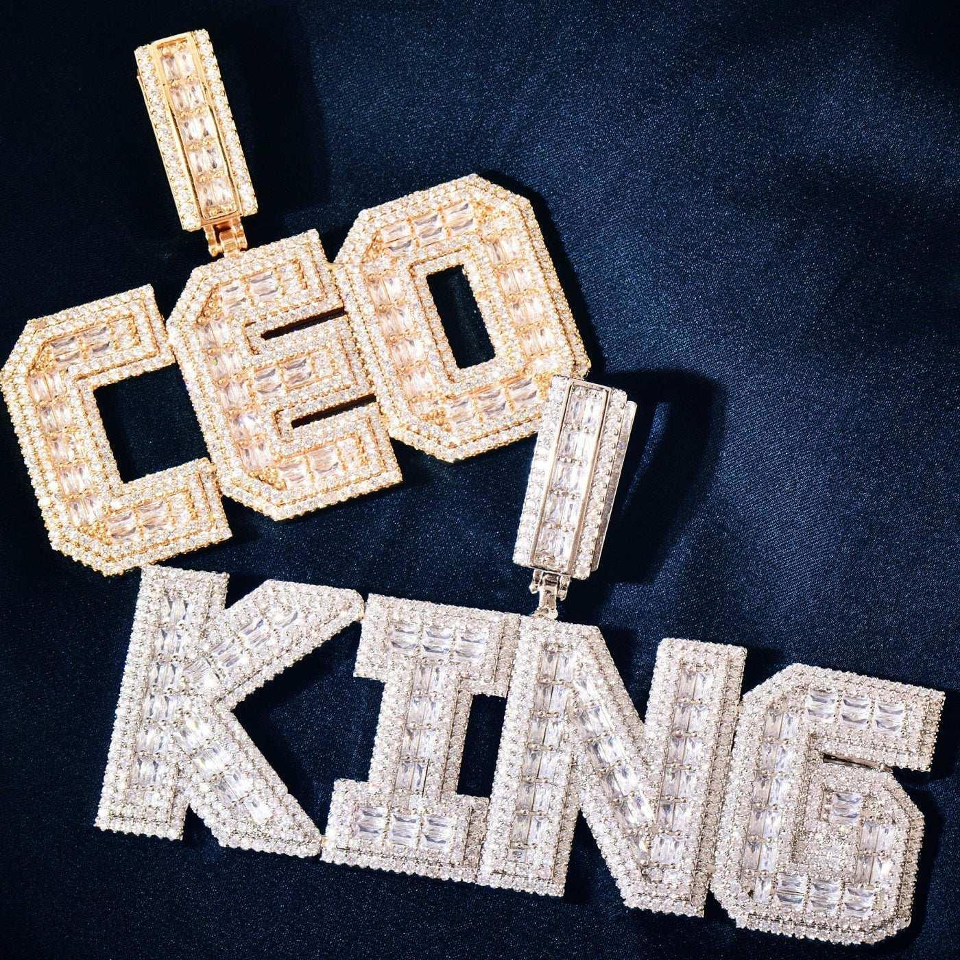 Baguette Iced Out Letter Pendant | DIY Hip Hop Custom Initial Necklace Jewelry - CaratixJewelry