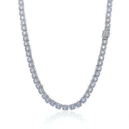 5mm Single-Row Moissanite Candy Chain for Men – S925 Sterling Silver Custom Luxury Hip Hop Necklace - CaratixJewelry