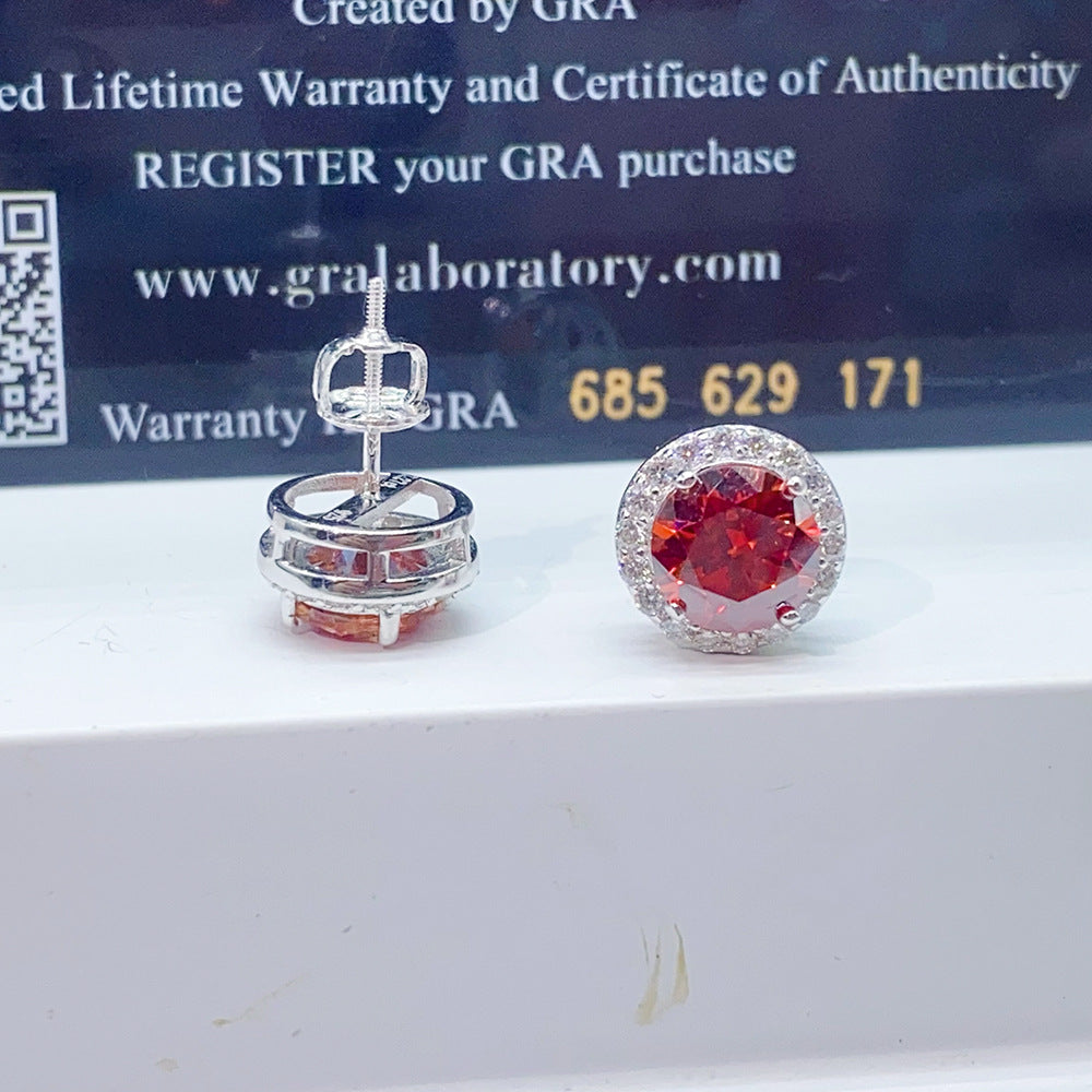 S925 Sterling Silver Bezel-Set Colored Moissanite Stud Earrings | Minimalist Solitaire | Caratix