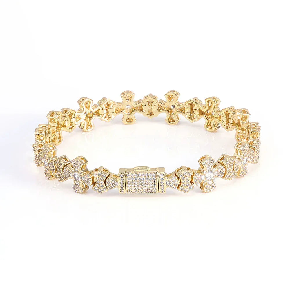 Iced Out Cross Chain Bracelet Zircon Box Clasp Hip Hop Jewelry for Women | Caratix Jewelry - CaratixJewelry