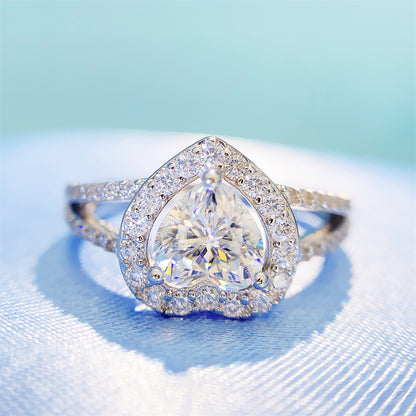 Romantic 1 Carat Heart Shaped Moissanite Ring | S925 Silver D VVS1 Solitaire | Caratix