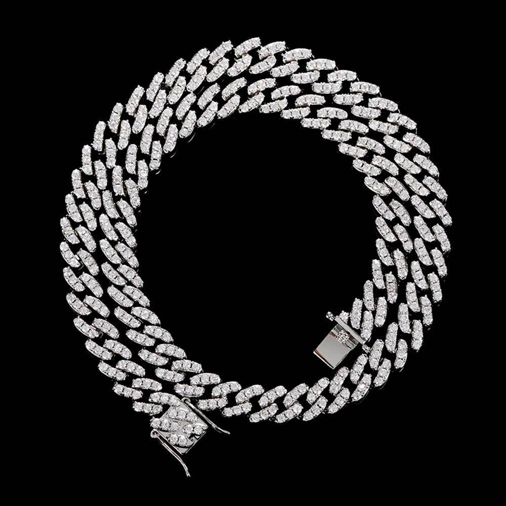 9mm Single Row Cuban Chain Zircon Bling Jewelry Necklace - CaratixJewelry