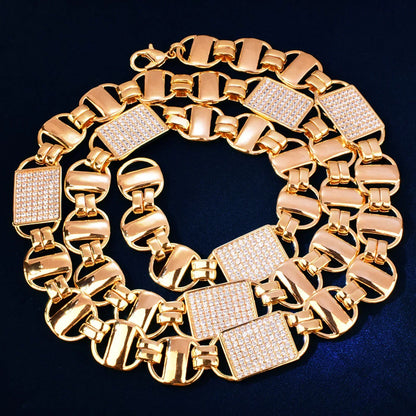 14mm Square Cuban Chain Necklace with Copper & Zircon - CaratixJewelry
