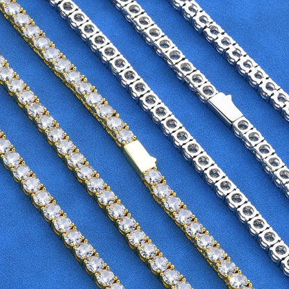 Hip Hop Bling Spring Clasp S925 Silver CZ Tennis Necklace – Luxury Women’s Jewelry | Caratix Jewelry - CaratixJewelry