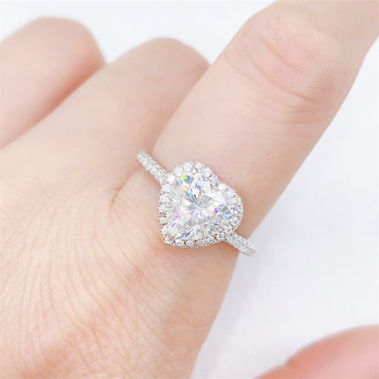 2 Carat Heart Cut Moissanite Ring | S925 Sterling Silver Solitaire Ring | Caratix