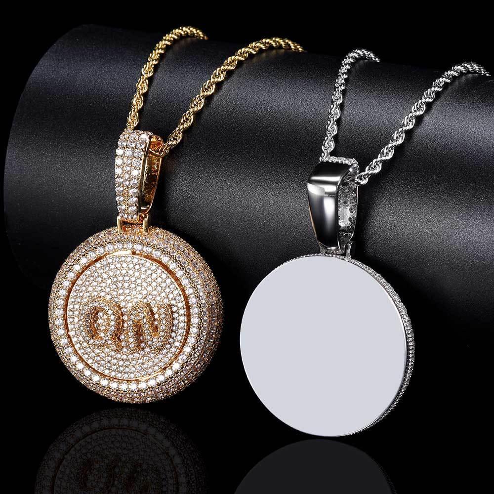 Custom Rotating Letter Pendant Necklace with Micro-Pave Zircon Stones for Men | Caratix Jewelry - CaratixJewelry