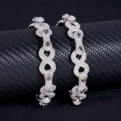 13mm Moissanite Figure-Eight Bracelet | S925 Silver Iced Out Hip Hop Jewelry - CaratixJewelry