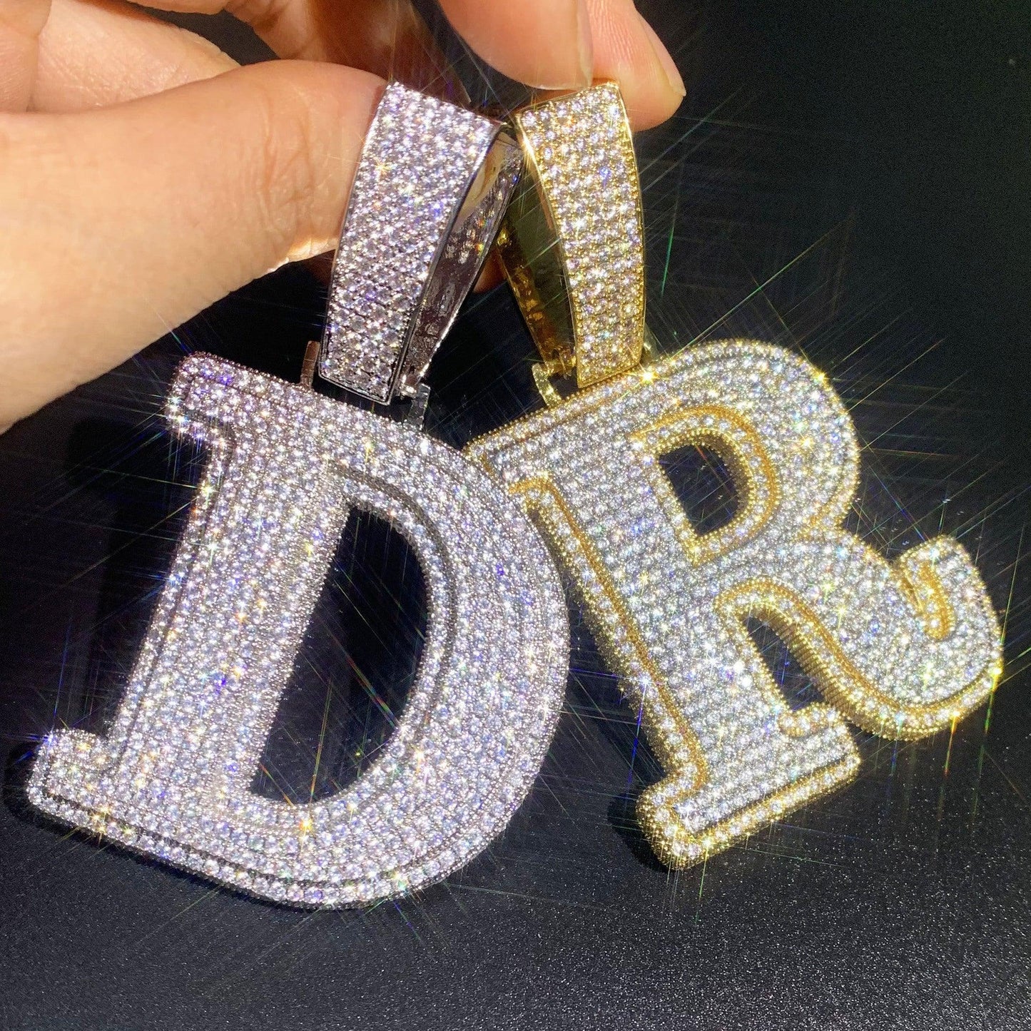 Iced Out Letter & Number Pendant | CZ Hip Hop Bling Jewelry Necklace - CaratixJewelry