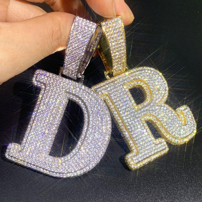 Iced Out Letter & Number Pendant | CZ Hip Hop Bling Jewelry Necklace - CaratixJewelry