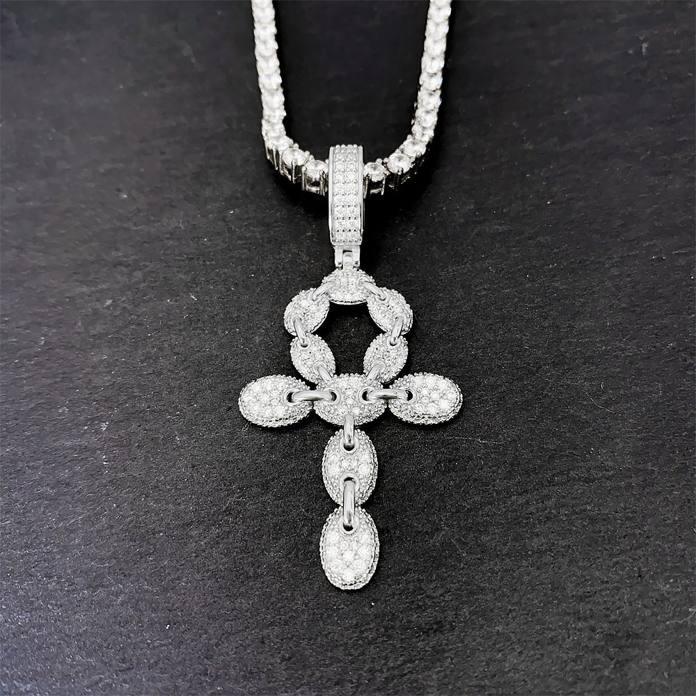 Iced Out Cross Pendant | Men's Gold Plated Hip Hop Cross Necklace | Caratix