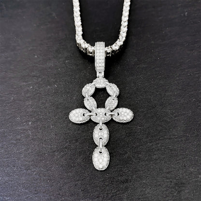 Iced Out Cross Pendant | Men's Gold Plated Hip Hop Cross Necklace | Caratix