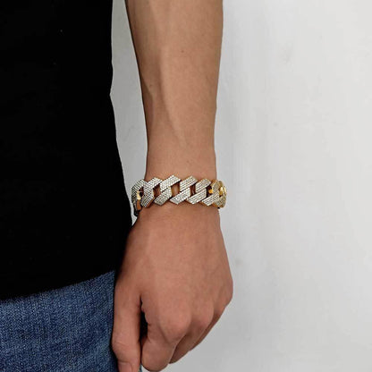 19mm Four Row Iced-Out Cuban Link Bracelet - CaratixJewelry