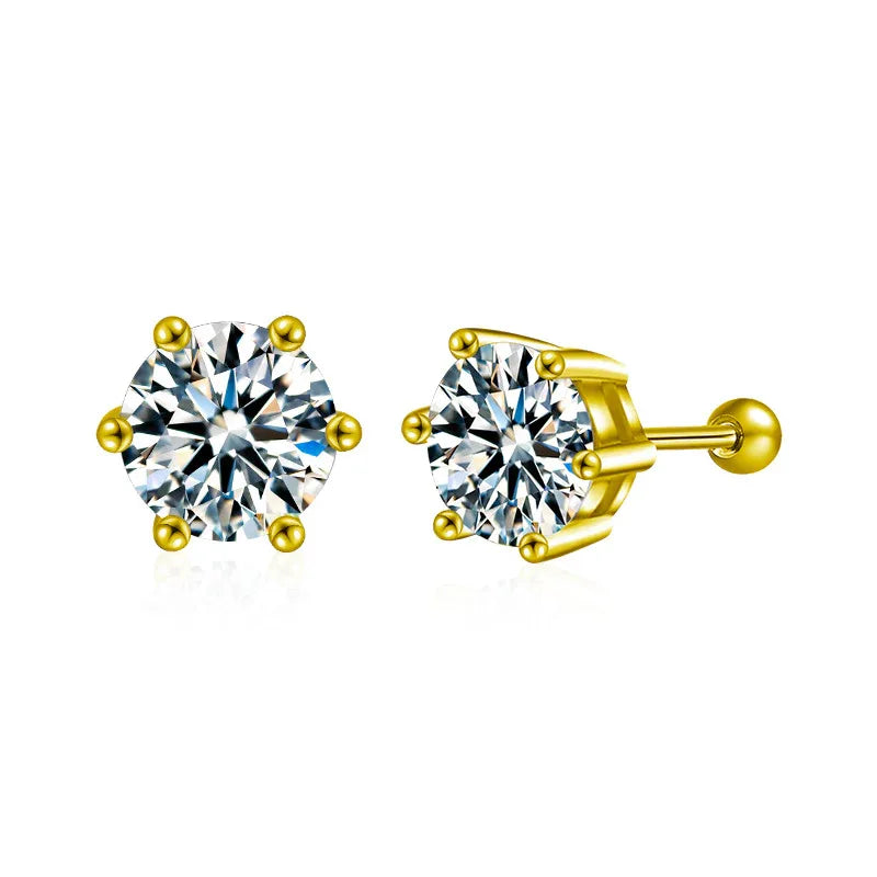 Classic 6-Prong Moissanite Magnetic Earrings - 925 Silver | Caratix