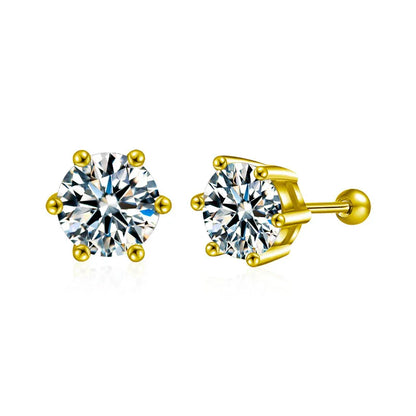Classic 6-Prong Moissanite Magnetic Earrings - 925 Silver | Caratix