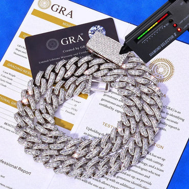 18mm Moissanite Cuban Link Chain for Men – S925 Sterling Silver Luxury Hip Hop Necklace - CaratixJewelry