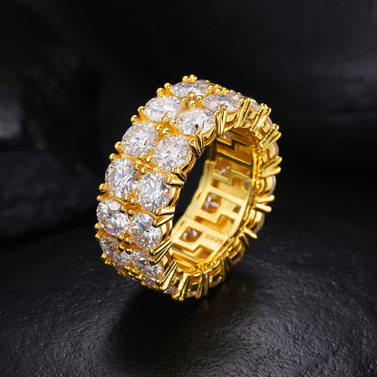 Double Row Moissanite Eternity Band S925 Silver | Caratix