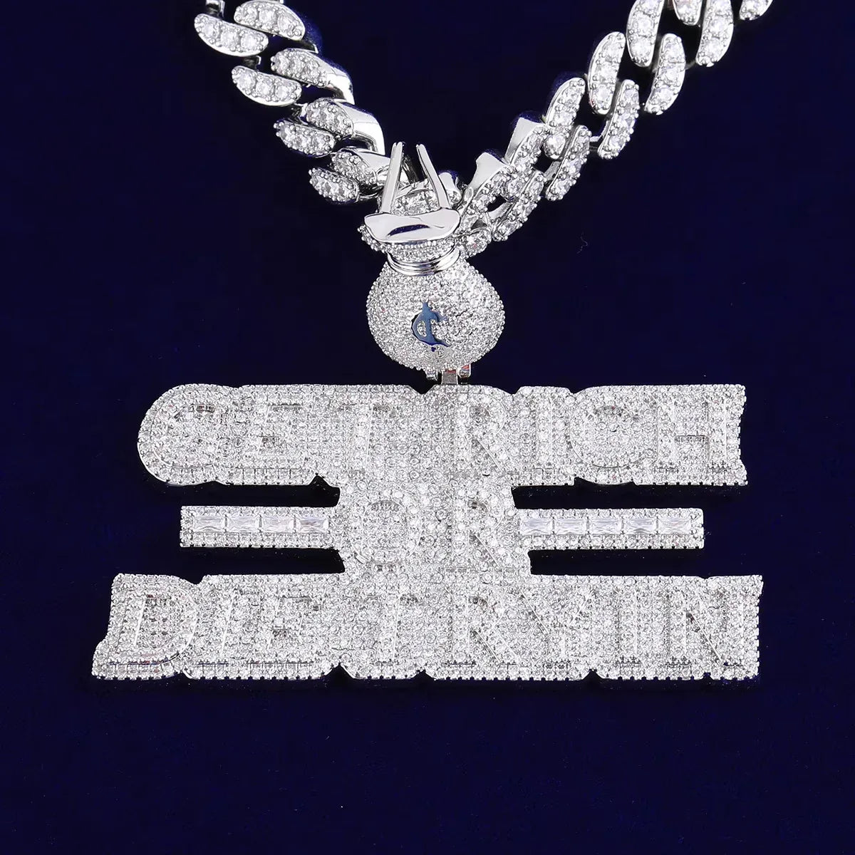 Women's Manifestation Hustle Necklace | Premium Copper CZ Money Motto Jewelry - CaratixJewelry