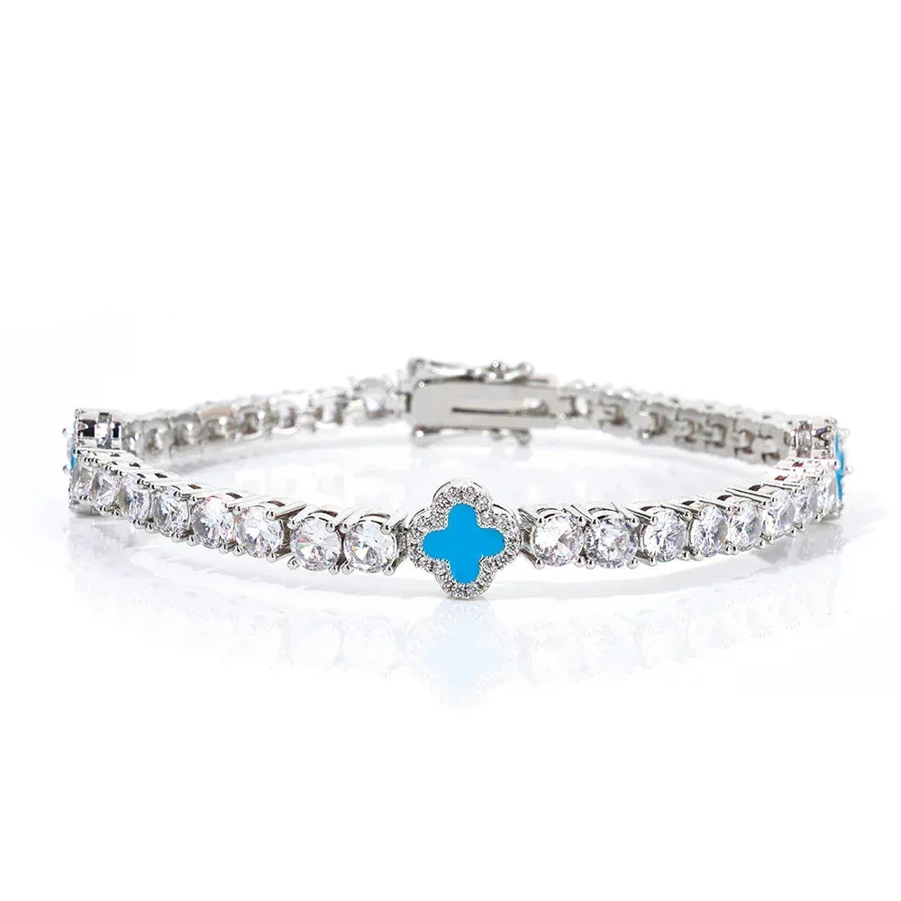 Iced Out Tennis Necklace Zircon Floral Charm Hip Hop Jewelry for Women | Caratix Jewelry - CaratixJewelry