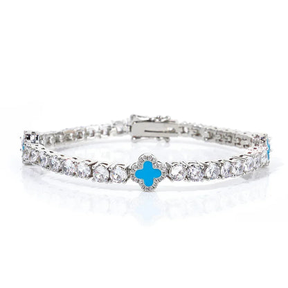 Iced Out Tennis Necklace Zircon Floral Charm Hip Hop Jewelry for Women | Caratix Jewelry - CaratixJewelry