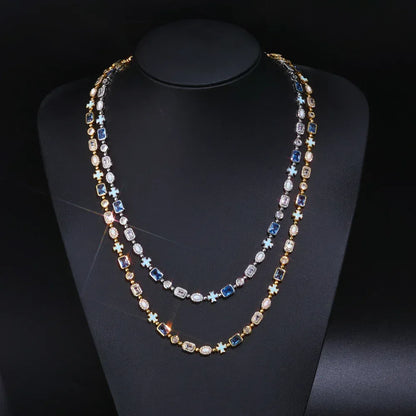 Custom 6mm Opal & Color Gemstone Necklace | Enamel Cross Hip Hop Jewelry | Caratix - CaratixJewelry