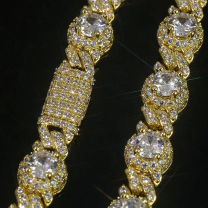 7.5mm Bead Cuban Bracelet Zircon Gold Chain Rapper Style for Men | Caratix Jewelry - CaratixJewelry