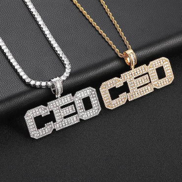 T-Shaped Zircon Letter Pendant Necklace with Gold Plating for Men | Caratix Jewelry - CaratixJewelry