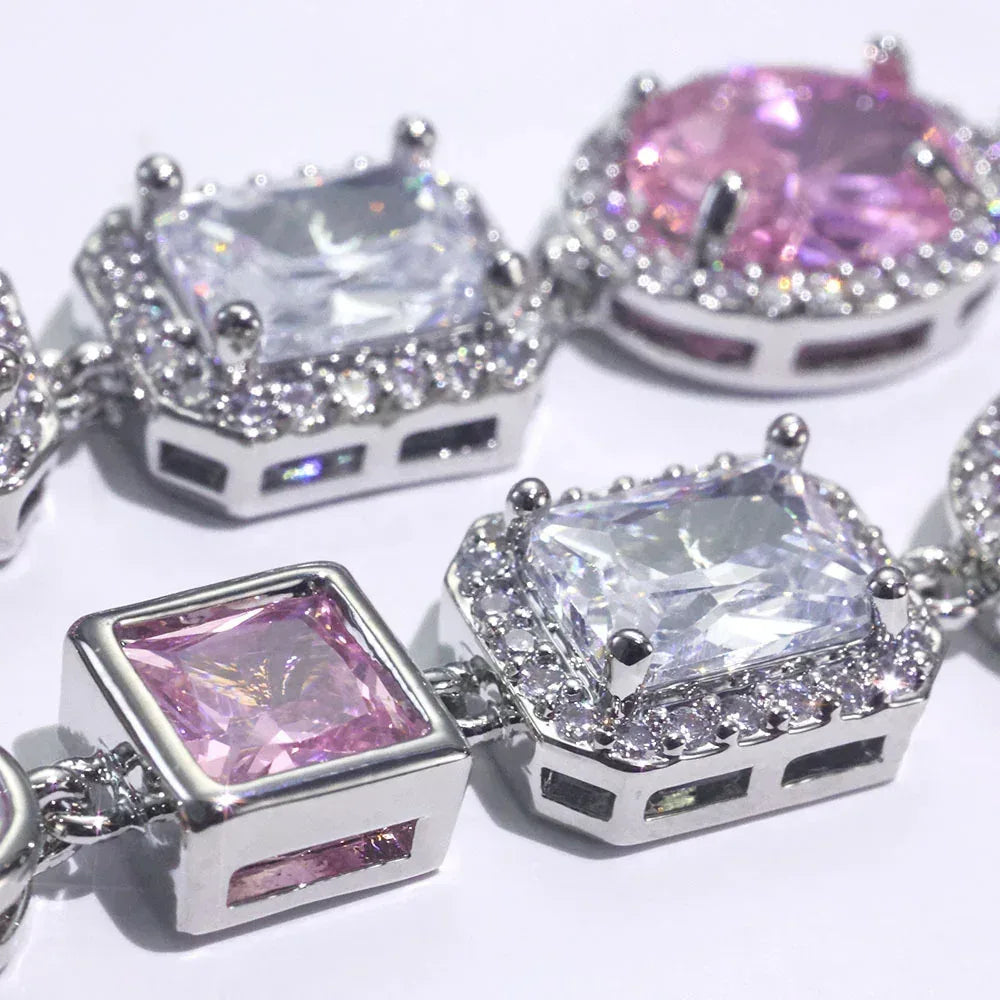 Custom 10mm Pink Gemstone & Opal Necklace | Modern Hip Hop Bling | Caratix - CaratixJewelry