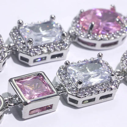 Custom 10mm Pink Gemstone & Opal Necklace | Modern Hip Hop Bling | Caratix - CaratixJewelry