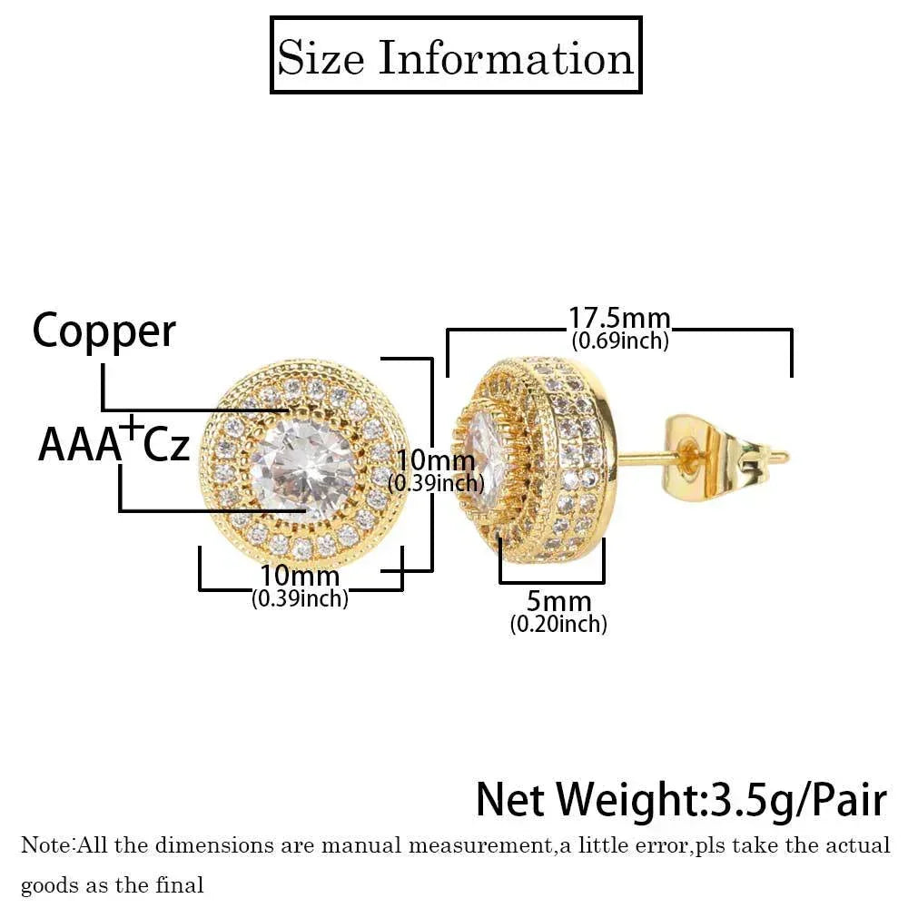 Rose Gold Tone Round Stud Earrings Hip Hop Jewelry | Caratix Jewelry - CaratixJewelry