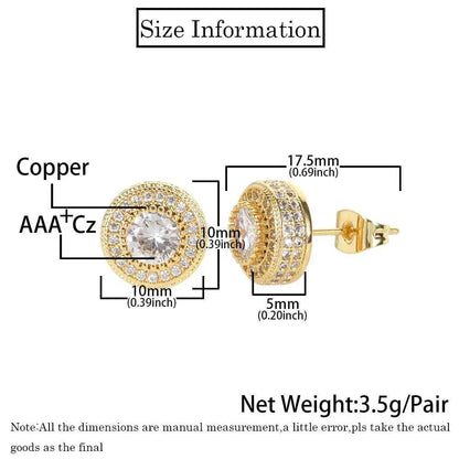 Rose Gold Tone Round Stud Earrings Hip Hop Jewelry | Caratix Jewelry - CaratixJewelry