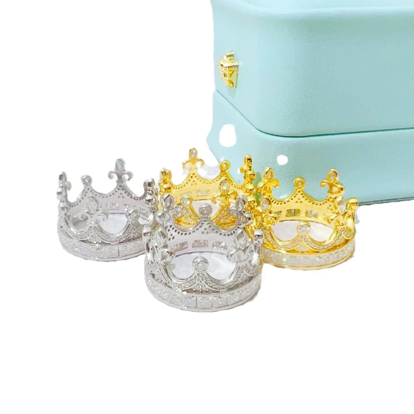 D-Color VVS Moissanite Crown Ring | S925 Silver Unisex Iced Out Hip Hop Jewelry - CaratixJewelry