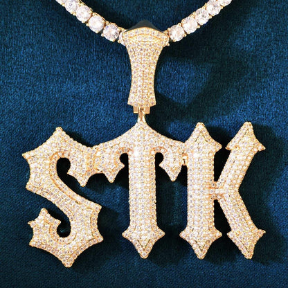 Spiked Iced Out Letter Pendant | CZ Hip Hop DIY Custom Initial Necklace - CaratixJewelry