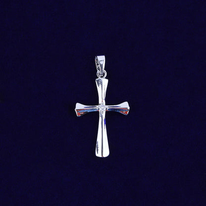 Sleek Iced Out Flat Cross Pendant | Women's Minimalist Hip Hop Necklace | Premium Copper CZ Modern Jewelry | Clean Aesthetic Bling | Caratix - CaratixJewelry
