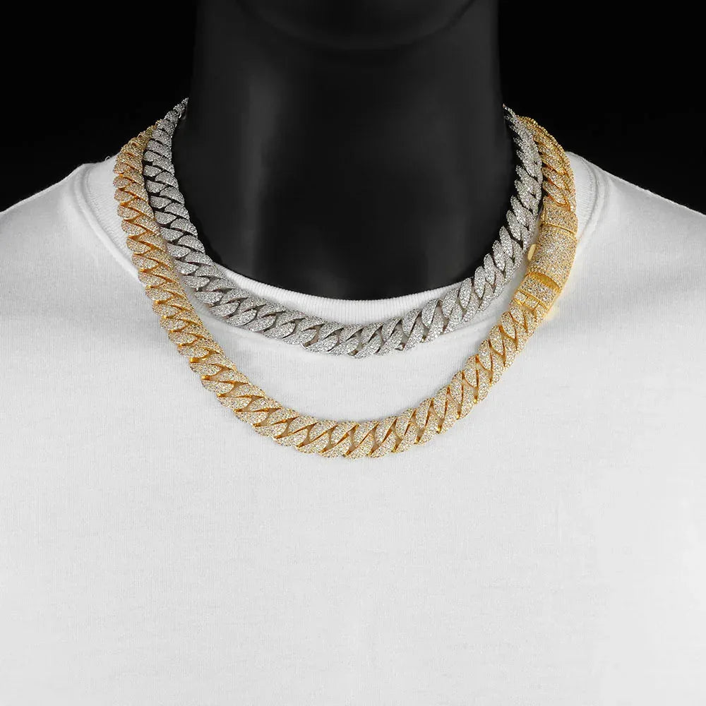 14mm Cuban Chain Necklace Zircon Flip Lock - CaratixJewelry