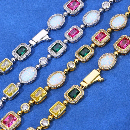 Colored Gemstone Moissanite Necklace – Custom S925 Sterling Silver Luxury Women’s Clavicle Chain Jewelry - CaratixJewelry