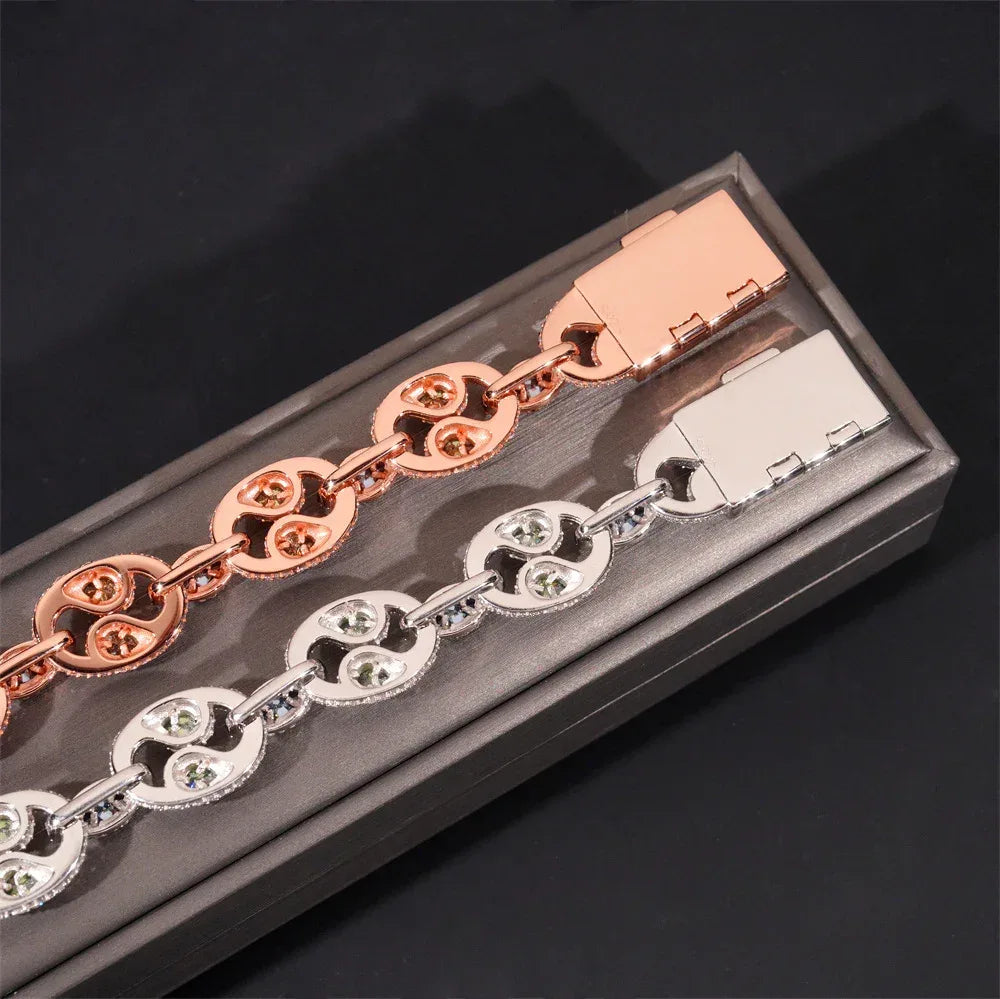 15mm Moissanite Eye Cuban Link Bracelet | S925 Silver Hip Hop Jewelry - CaratixJewelry