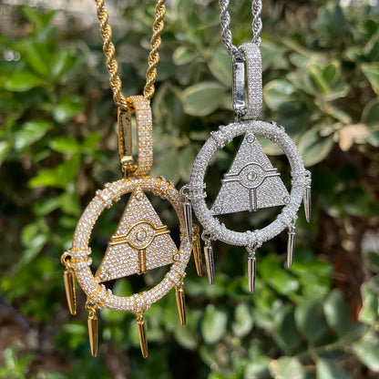 Iced Out Millennium Ring Pendant | Men's Anime Artifact Necklace YGO Cosplay Bling | Caratix - CaratixJewelry