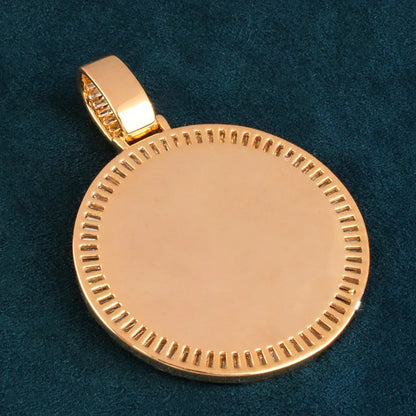 Round Photo Pendant Necklace | Gold/Silver/Rose Gold CZ DIY Hip Hop Jewelry - CaratixJewelry
