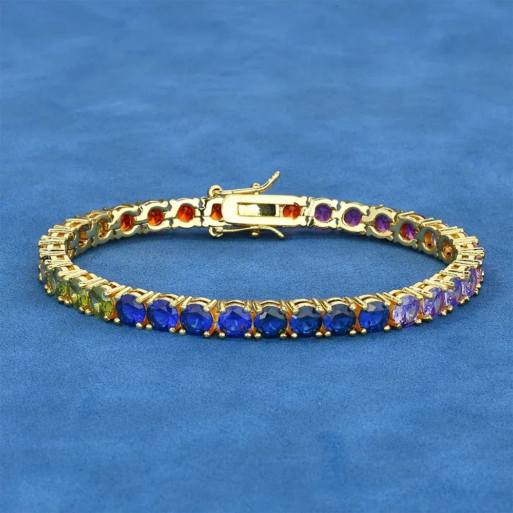 5mm Colorful Zircon Tennis Chain Bracelet Hip Hop Jewelry for Men | Caratix Jewelry - CaratixJewelry