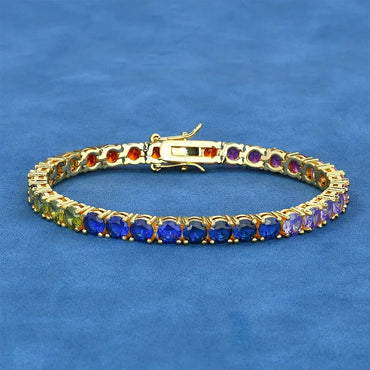 5mm Colorful Zircon Tennis Chain Bracelet Hip Hop Jewelry for Men | Caratix Jewelry - CaratixJewelry