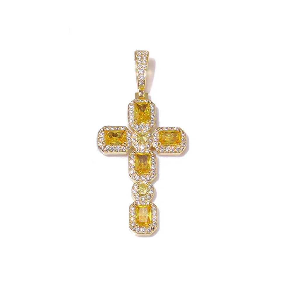 Iced Sugar Cut Cross Pendant Necklace Zircon for Men | Caratix Jewelry - CaratixJewelry