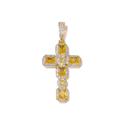 Iced Sugar Cut Cross Pendant Necklace Zircon for Men | Caratix Jewelry - CaratixJewelry