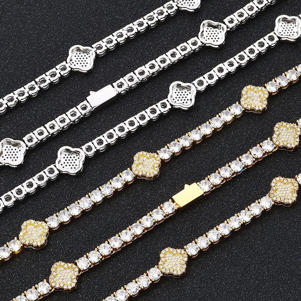 Zircon Tennis Chain Necklace with Spring Clasp Four-Prong Setting for Men | Caratix Jewelry - CaratixJewelry