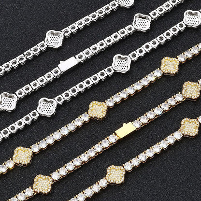 Zircon Tennis Chain Necklace with Spring Clasp Four-Prong Setting for Men | Caratix Jewelry - CaratixJewelry