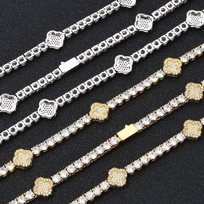 Custom Iced Out Jewelry Clover Tennis Chain | Full Iced Necklace & Bracelet | Caratix - CaratixJewelry