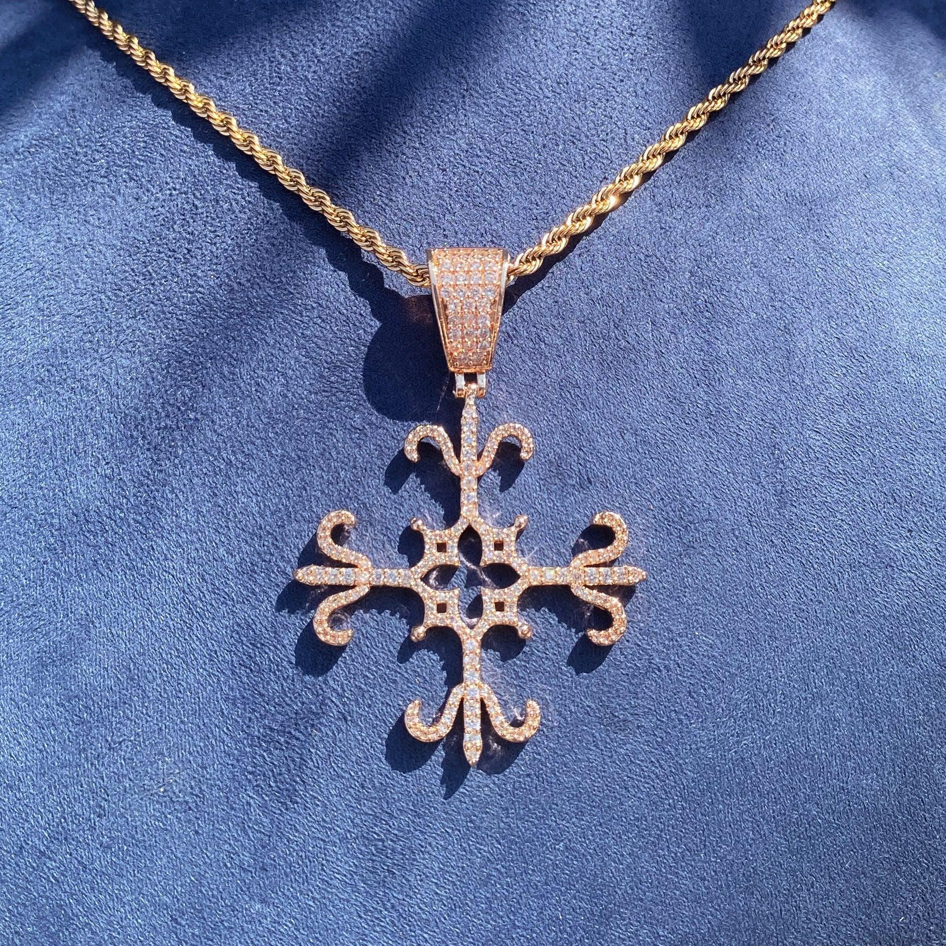 Men's Fully Flooded Block Necklace | Premium Copper CZ Hip Hop Jewelry - CaratixJewelry