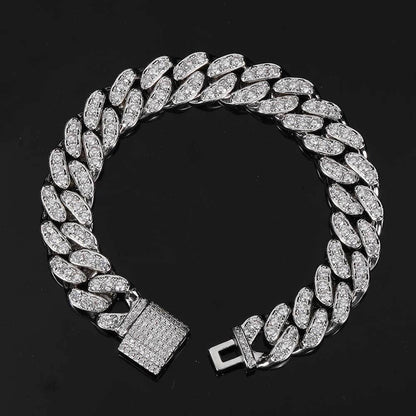 Custom 12mm Single-Row Iced Out Cuban Link Chain Gold Style | Caratix - CaratixJewelry