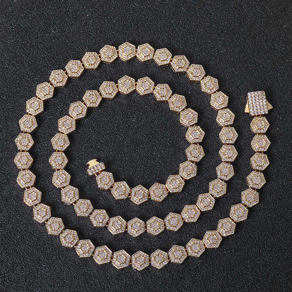 Custom 8.5mm Hexagon Geometric Baguette Chain | Unique Gold Chain for Rapper | Caratix - CaratixJewelry