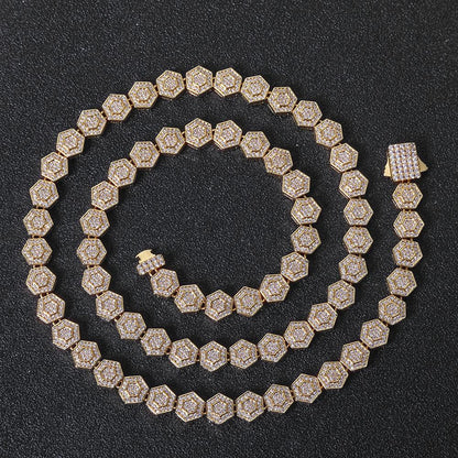 Custom 8.5mm Hexagon Geometric Baguette Chain | Unique Gold Chain for Rapper | Caratix - CaratixJewelry